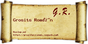 Grosits Román névjegykártya